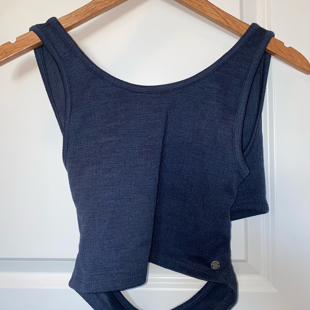 Roxy Dark Blue Crop Top with Open Back Detail